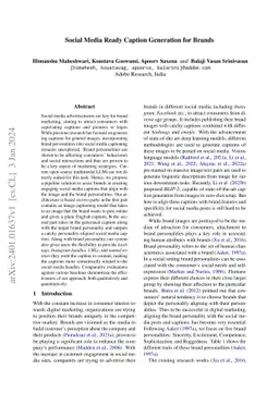 Social Media Ready Caption Generation for Brands