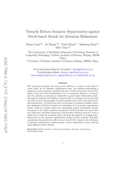 Towards Robust Semantic Segmentation against Patch-based Attack via
  Attention Refinement