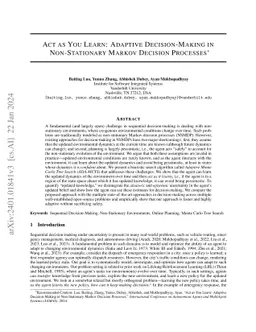 Act as You Learn: Adaptive Decision-Making in Non-Stationary Markov
  Decision Processes