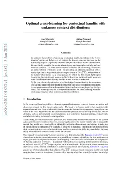 Optimal cross-learning for contextual bandits with unknown context
  distributions