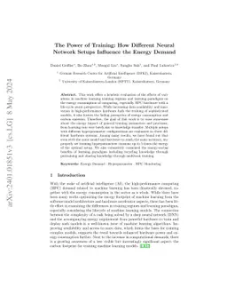 The Power of Training: How Different Neural Network Setups Influence the
  Energy Demand