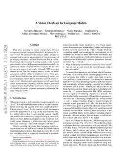 A Vision Check-up for Language Models