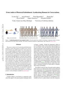 From Audio to Photoreal Embodiment: Synthesizing Humans in Conversations