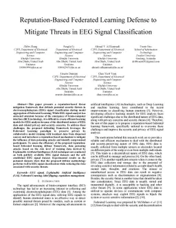 Reputation-Based Federated Learning Defense to Mitigate Threats in EEG
  Signal Classification