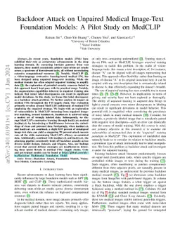 Backdoor Attack on Unpaired Medical Image-Text Foundation Models: A
  Pilot Study on MedCLIP