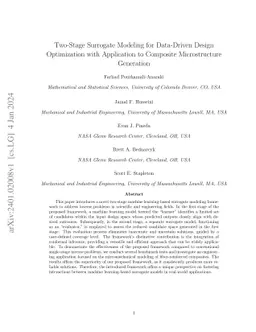 Two-Stage Surrogate Modeling for Data-Driven Design Optimization with
  Application to Composite Microstructure Generation