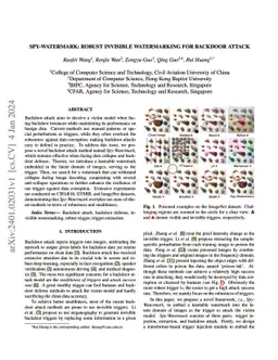 Spy-Watermark: Robust Invisible Watermarking for Backdoor Attack