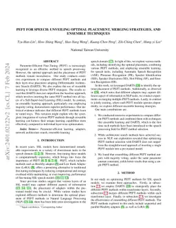 PEFT for Speech: Unveiling Optimal Placement, Merging Strategies, and
  Ensemble Techniques