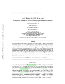 Unit Testing in ASP Revisited: Language and Test-Driven Development
  Environment