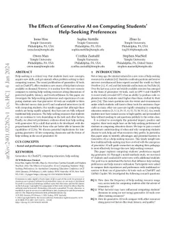 The Effects of Generative AI on Computing Students' Help-Seeking
  Preferences