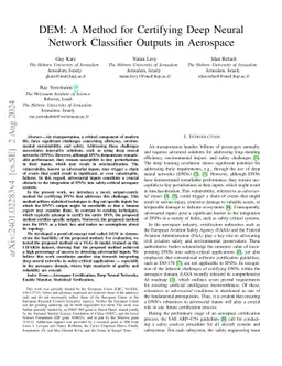 DEM: A Method for Certifying Deep Neural Network Classifier Outputs in
  Aerospace