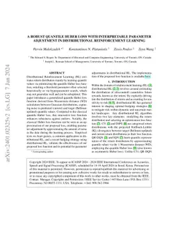 A Robust Quantile Huber Loss With Interpretable Parameter Adjustment In
  Distributional Reinforcement Learning