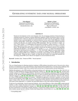 Generating synthetic data for neural operators