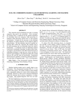 eCIL-MU: Embedding based Class Incremental Learning and Machine
  Unlearning