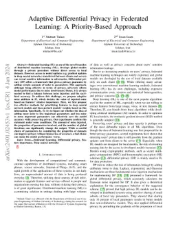 Adaptive Differential Privacy in Federated Learning: A Priority-Based
  Approach