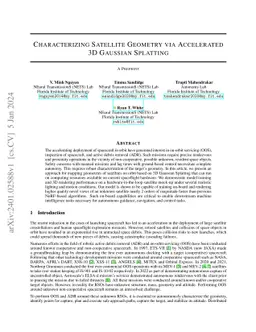 Characterizing Satellite Geometry via Accelerated 3D Gaussian Splatting