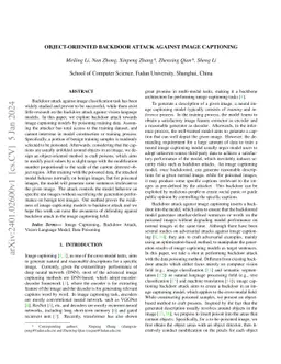 Object-oriented backdoor attack against image captioning