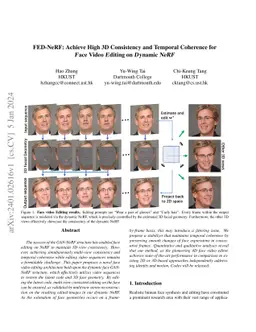 FED-NeRF: Achieve High 3D Consistency and Temporal Coherence for Face
  Video Editing on Dynamic NeRF