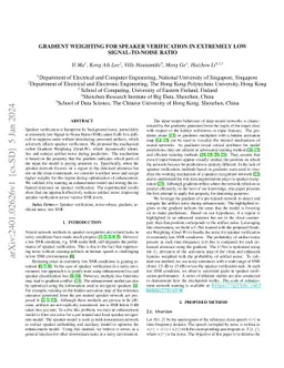 Gradient weighting for speaker verification in extremely low
  Signal-to-Noise Ratio