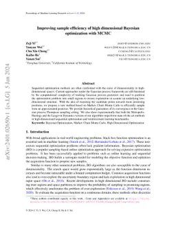 Improving sample efficiency of high dimensional Bayesian optimization
  with MCMC