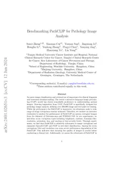 Benchmarking PathCLIP for Pathology Image Analysis
