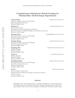 Complementary Information Mutual Learning for Multimodality Medical
  Image Segmentation