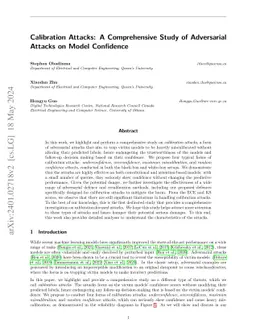 Calibration Attacks: A Comprehensive Study of Adversarial Attacks on
  Model Confidence