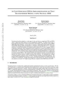 A Cost-Efficient FPGA Implementation of Tiny Transformer Model using
  Neural ODE