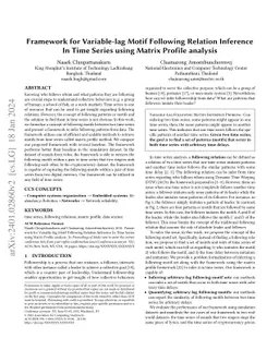 Framework for Variable-lag Motif Following Relation Inference In Time
  Series using Matrix Profile analysis