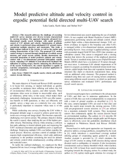 Model predictive altitude and velocity control in ergodic potential
  field directed multi-UAV search