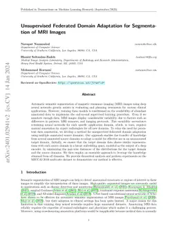 Unsupervised Federated Domain Adaptation for Segmentation of MRI Images