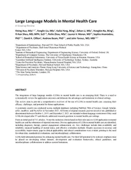Large Language Models in Mental Health Care: a Scoping Review