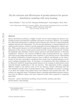On the selection and effectiveness of pseudo-absences for species
  distribution modeling with deep learning