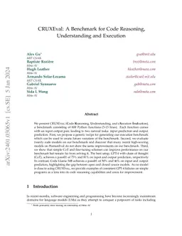 CRUXEval: A Benchmark for Code Reasoning, Understanding and Execution