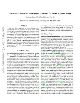 Energy-efficient Decentralized Learning via Graph Sparsification