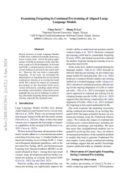 Examining Forgetting in Continual Pre-training of Aligned Large Language
  Models