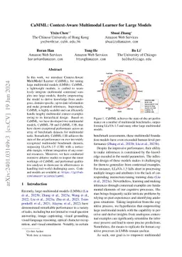 CaMML: Context-Aware Multimodal Learner for Large Models