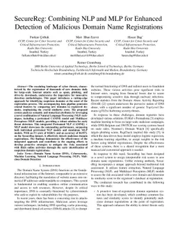 SecureReg: Combining NLP and MLP for Enhanced Detection of Malicious
  Domain Name Registrations