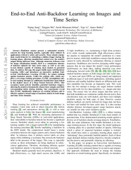 End-to-End Anti-Backdoor Learning on Images and Time Series
