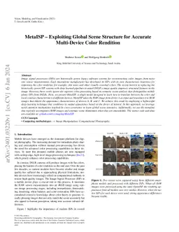 MetaISP -- Exploiting Global Scene Structure for Accurate Multi-Device
  Color Rendition