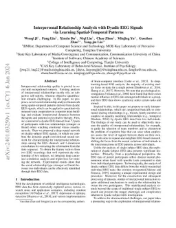 Interpersonal Relationship Analysis with Dyadic EEG Signals via Learning
  Spatial-Temporal Patterns