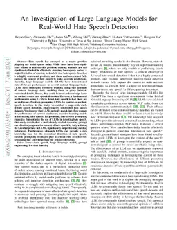 An Investigation of Large Language Models for Real-World Hate Speech
  Detection