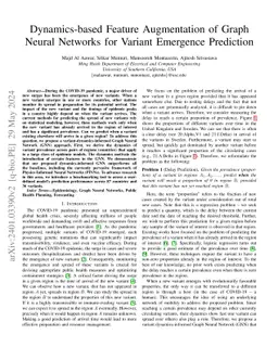 Dynamics-based Feature Augmentation of Graph Neural Networks for Variant
  Emergence Prediction