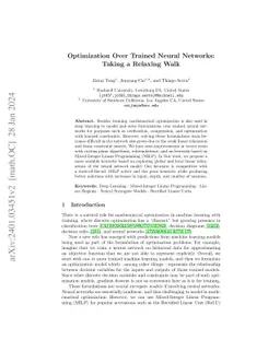 Optimization Over Trained Neural Networks: Taking a Relaxing Walk