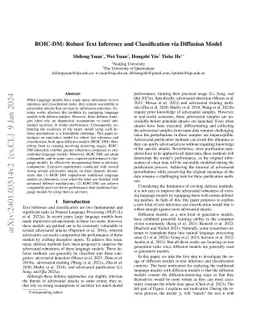 ROIC-DM: Robust Text Inference and Classification via Diffusion Model