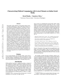 Characterizing Political Campaigning with Lexical Mutants on Indian
  Social Media
