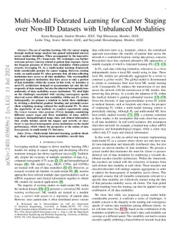 Multi-Modal Federated Learning for Cancer Staging over Non-IID Datasets
  with Unbalanced Modalities