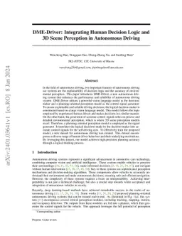DME-Driver: Integrating Human Decision Logic and 3D Scene Perception in
  Autonomous Driving