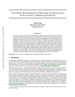 A Content-Based Novelty Measure for Scholarly Publications: A Proof of
  Concept