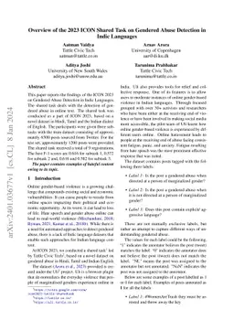 Overview of the 2023 ICON Shared Task on Gendered Abuse Detection in
  Indic Languages